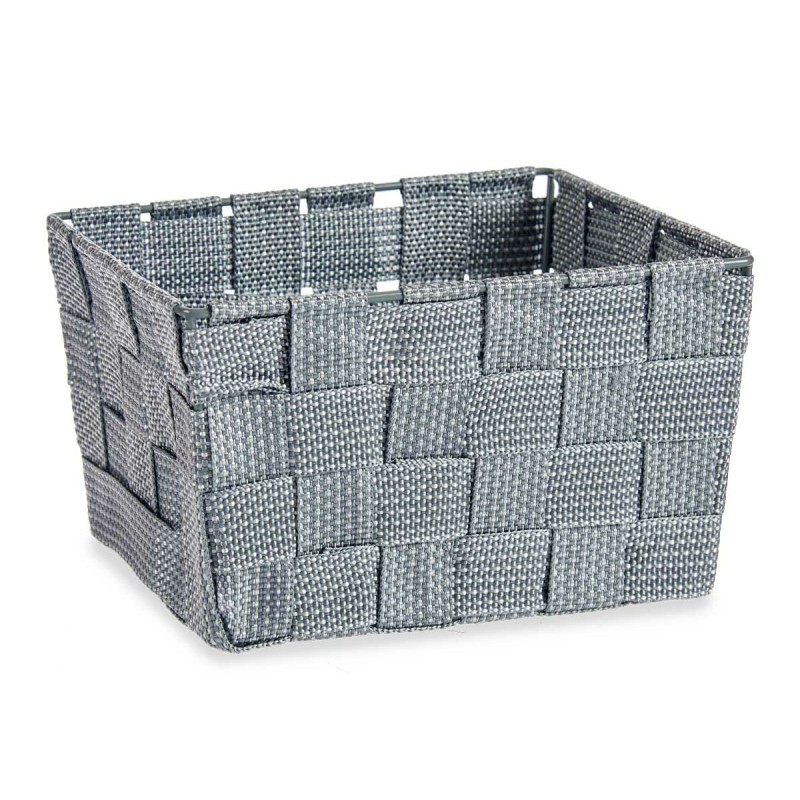 Panier Tressée Gris Tissu (15 x 10,5 x 20 cm) (24 Unités)