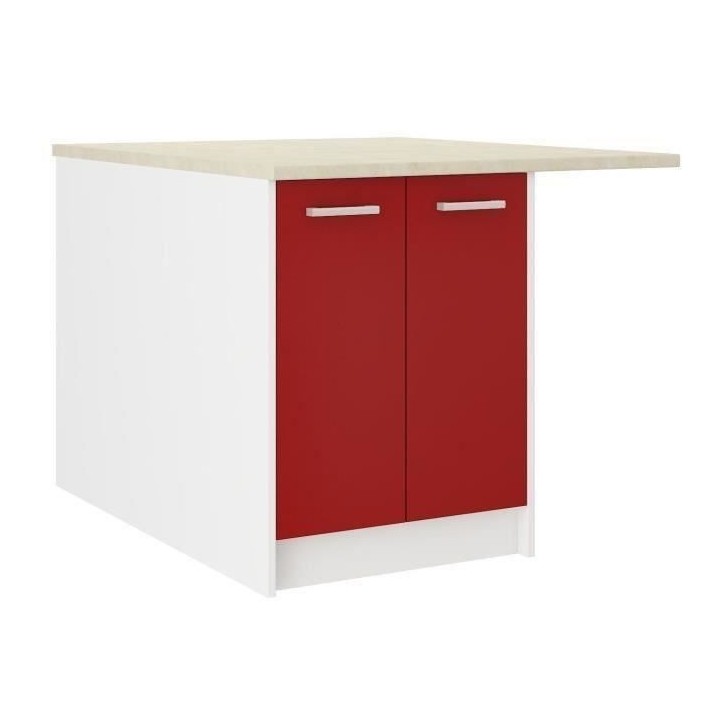 ULTRA Ilot de cuisine L 100 cm avec plan de travail - Rouge mat