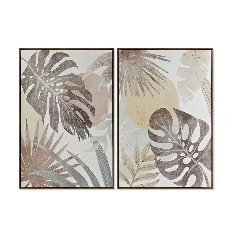 Cadre DKD Home Decor Volets 80 x 4 x 120 cm Tropical Feuille d'une plante (2 Unités)