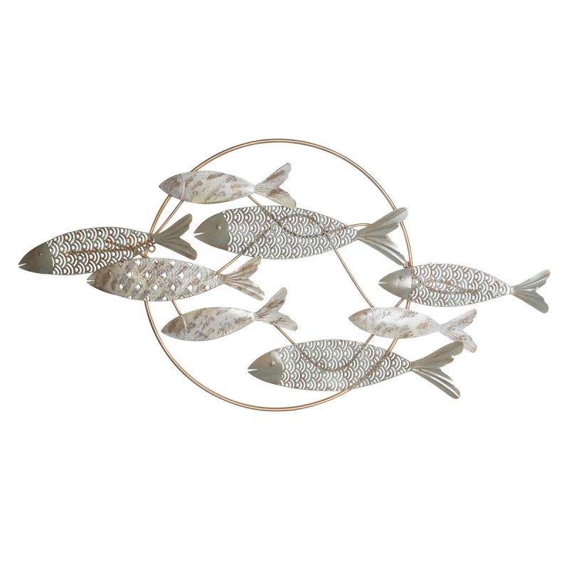 Décoration murale DKD Home Decor Doré Métal Poissons (130 x 6 x 68 cm)