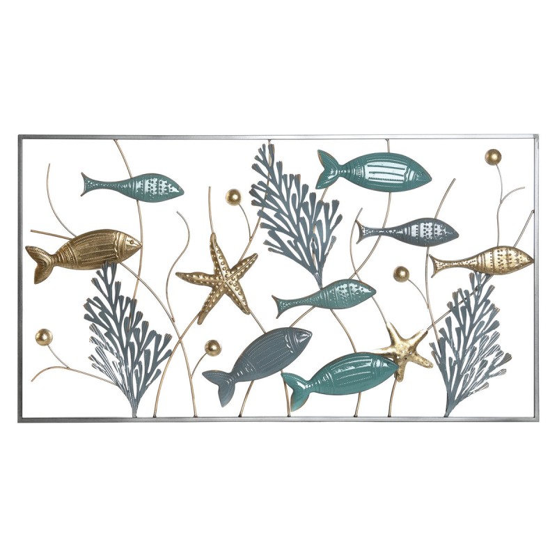 Décoration murale DKD Home Decor Métal Multicouleur Poissons (90 x 4 x 50 cm)