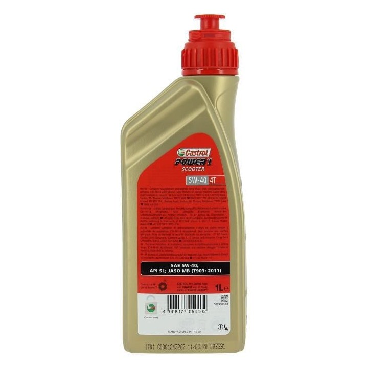 CASTROL Huile-Additif Power 1 Scooter 4T - Synthetique / 5W40 / 1L