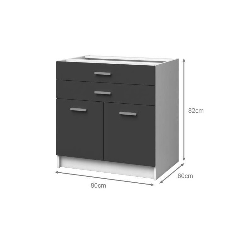 EXTRA - Meuble bas de cuisine 80cm - Gris Mat
