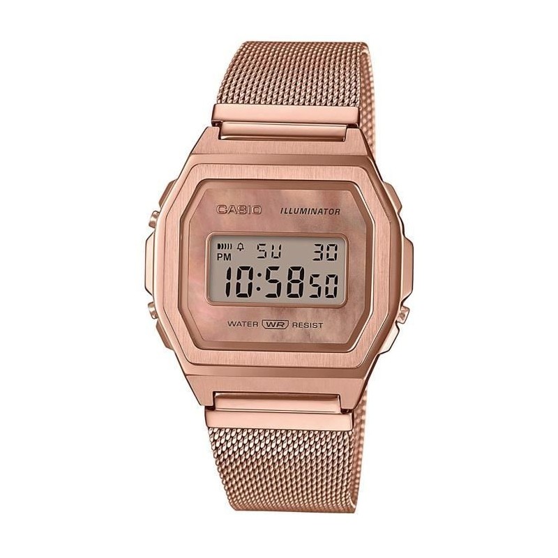 Montre en acier - CASIO - Maille milanaise - Rose gold