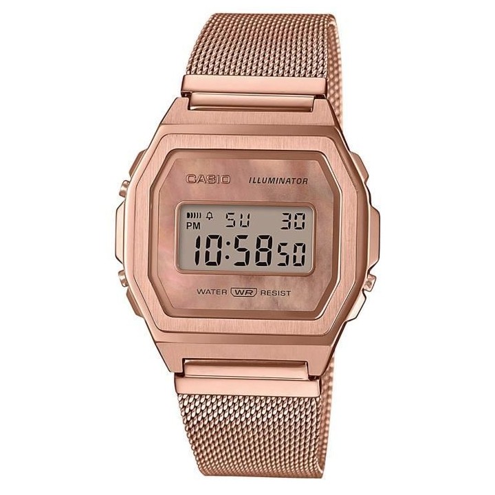 Montre en acier - CASIO - Maille milanaise - Rose gold