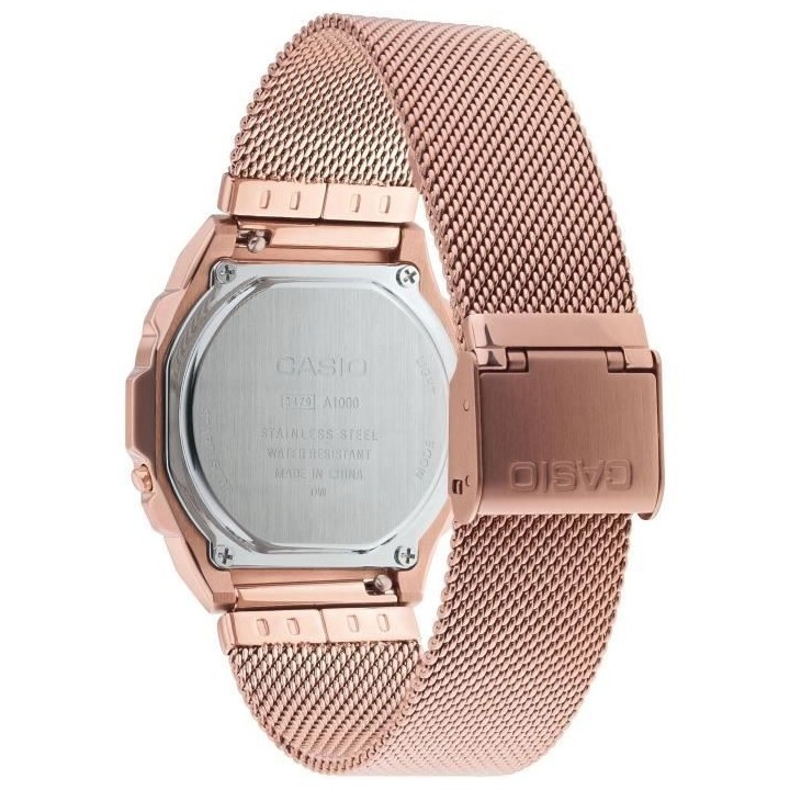 Montre en acier - CASIO - Maille milanaise - Rose gold