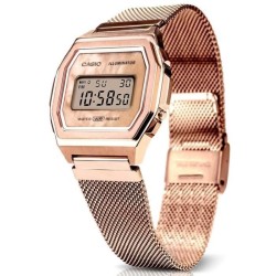 Montre en acier - CASIO - Maille milanaise - Rose gold