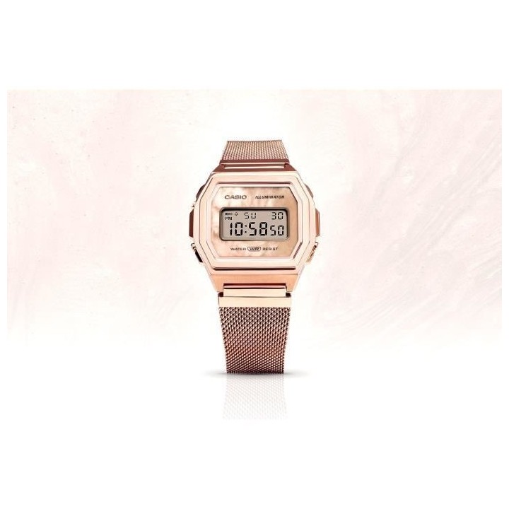 Montre en acier - CASIO - Maille milanaise - Rose gold