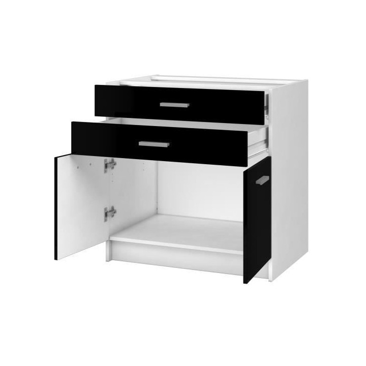 EXTRA - Meuble bas de cuisine L 80cm - Noir Laqué