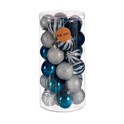 Lot de boules de Noël Bleu Argenté Plastique Ø 6 cm (6 Unités)