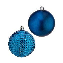 Lot de boules de Noël Bleu Plastique Ø 8 cm (6 Unités)