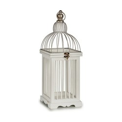 Cage décorative Métal Bois Blanc (16,5 x 46 x 16,5 cm) (6 Unités)