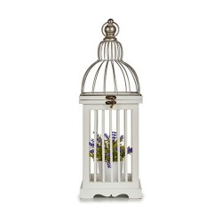 Cage décorative Métal Bois Blanc (16,5 x 46 x 16,5 cm) (6 Unités)