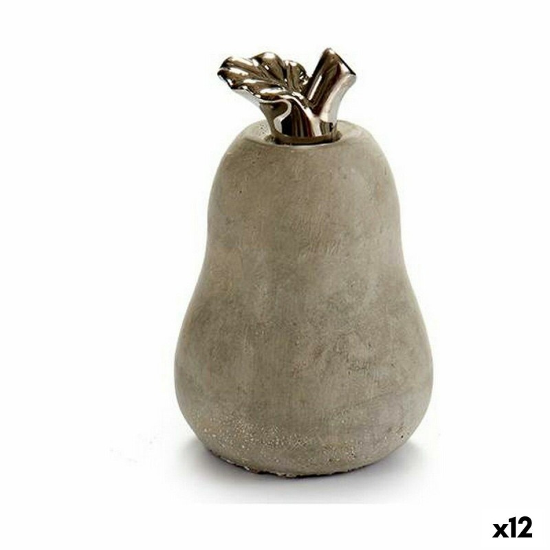 Figurine Décorative Gris Ciment Poire (8 x 13 x 8 cm) (12 Unités)