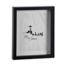 Cadre Ville Noir verre Contre-plaqué (22 x 2,5 x 27 cm) (12 Unités)