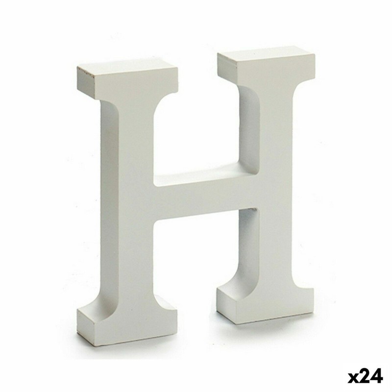 Lettre H Bois Blanc (2 x 16 x 14,5 cm) (24 Unités)