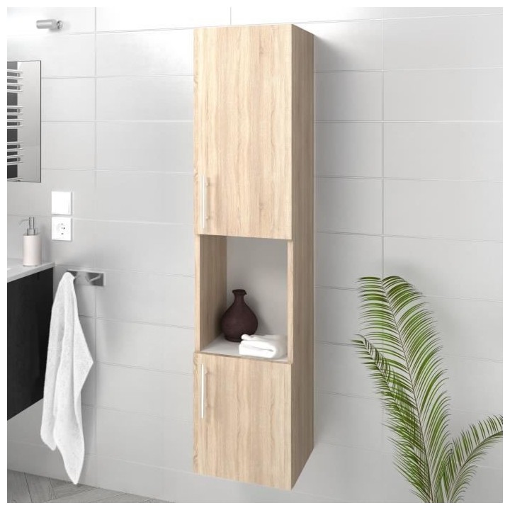 LUNA / LIMA Colonne de salle de bain L 30 cm - Décor chene sonoma