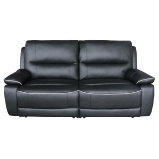 Canapé 3 places relax manuel - Cuir Noir - L 206 x P 98 x H 103 cm -