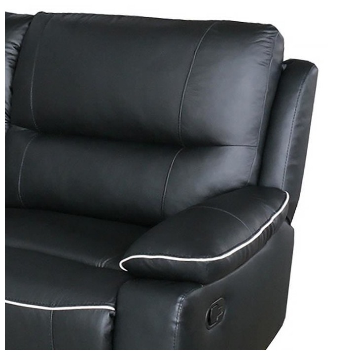 Canapé 3 places relax manuel - Cuir Noir - L 206 x P 98 x H 103 cm -