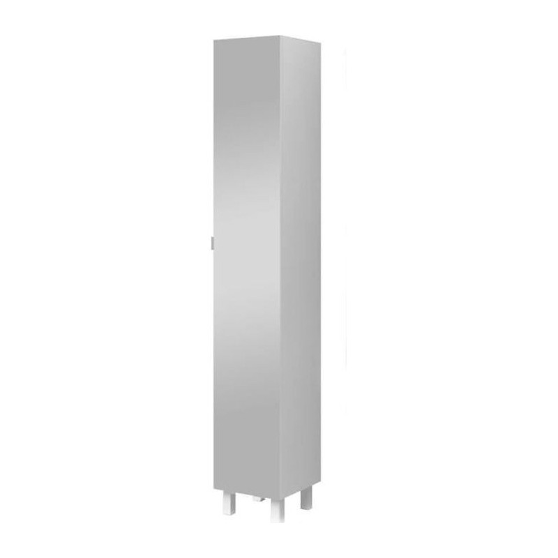 ESSENTIEL - Colonne de salle de bain 1 porte + miroir - Blanc - L 30cm