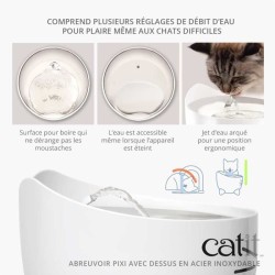 CAT IT Fontaine a eau automatique pour chat - 2,5 L (Acier inox et filtre)