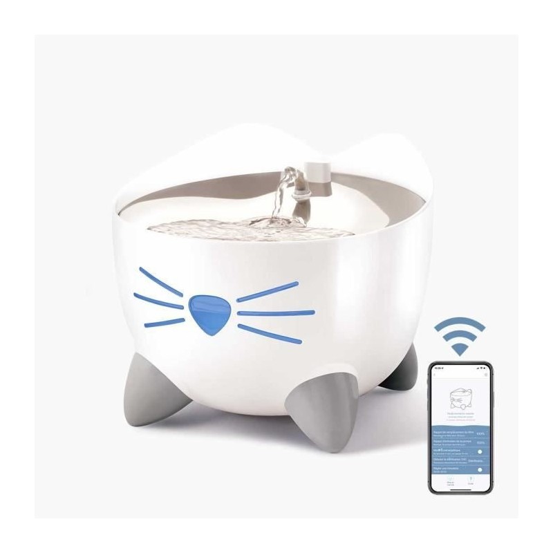 CAT IT Fontaine a eau connectée pour chat - 2L (Acier inox, stérilisation UVC et application)