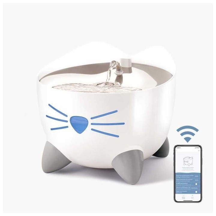 CAT IT Fontaine a eau connectée pour chat - 2L (Acier inox, stérilis