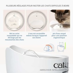 CAT IT Fontaine a eau connectée pour chat - 2L (Acier inox, stérilisation UVC et application)