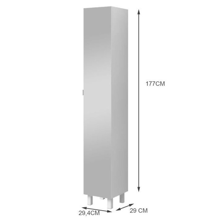 ESSENTIEL - Colonne de salle de bain 1 porte + miroir - Blanc - L 30cm