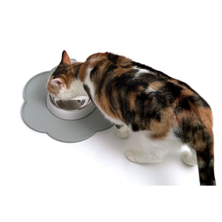 CAT IT Napperon en forme de fleur - Format moyen - Gris - Pour chat