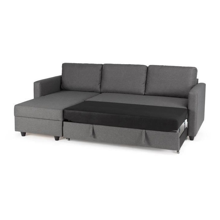 Canapé d'angle convertible réversible 3 places - Tissu gris - Contem
