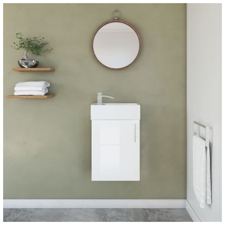 OKO – Meuble Vasque L 40cm simple Vasque incluse – Coloris Blanc L