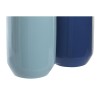 Vase DKD Home Decor 12,5 x 12,5 x 25 cm Blanc Bleu ciel Blue marine Grès (2 Unités)