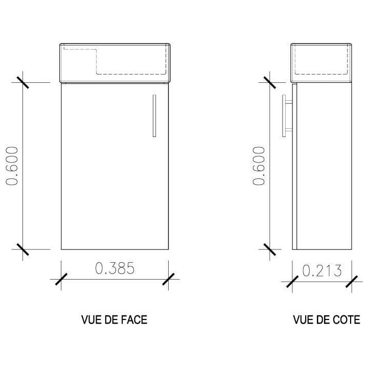OKO – Meuble Vasque L 40cm simple Vasque incluse – Coloris Blanc L