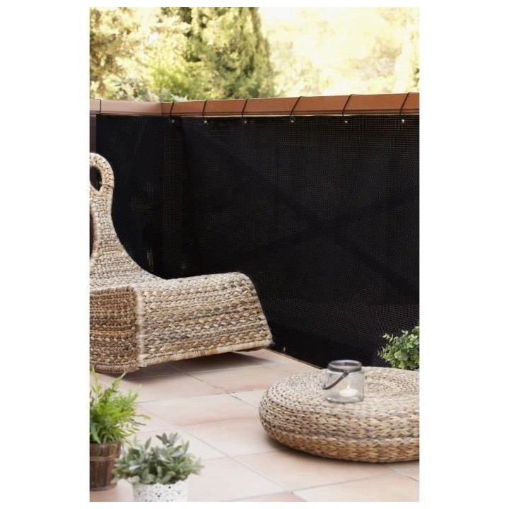 CATRAL - Brise-vue balcony rattan luxe 0.9x3m noir