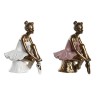 Figurine Décorative DKD Home Decor 12 x 9,5 x 15,5 cm Rose Blanc Danseuse Classique (2 Unités)