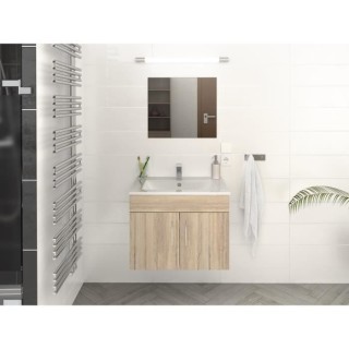 LIMA Ensemble salle de bain simple vasque L 60 cm - Décor chene sonom