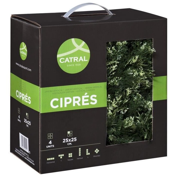 CATRAL - Lot 4 carreaux pour jardin vertical cipres - 25cm x 25cm