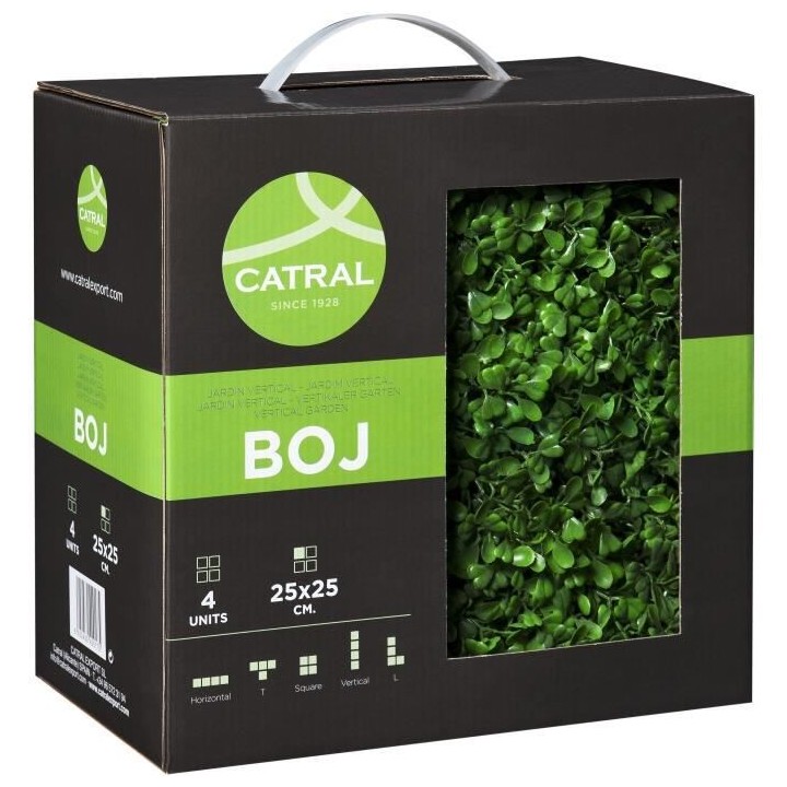CATRAL - Lot 4 carreaux pour jardin vertical buis - 25 cm x 25 cm
