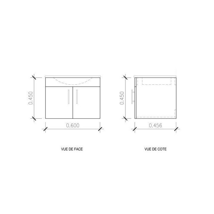 LIMA Ensemble salle de bain simple vasque L 60 cm - Décor chene sonom