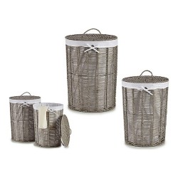 Panier à linge Gris Tissu osier (2 Pièces) (44 x 56 x 44 cm) (39 x 39 x 50,5 cm)