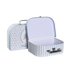 Set de boîtes décoratives DKD Home Decor 28 x 9,5 x 20 cm Bleu Métal Multicouleur Carton