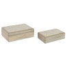 Set de boîtes décoratives DKD Home Decor Marron Blanc Bois de manguier 25 x 17 x 8 cm (2 Unités)