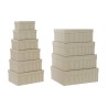 Jeu de Caisses de Rangement Empilables DKD Home Decor Blanc Carré Carton Moutarde (43,5 x 33,5 x 15,5 cm)