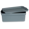 Boîte de rangement avec couvercle Gris Plastique 6 L (21,5 x 11 x 32 cm) (12 Unités)