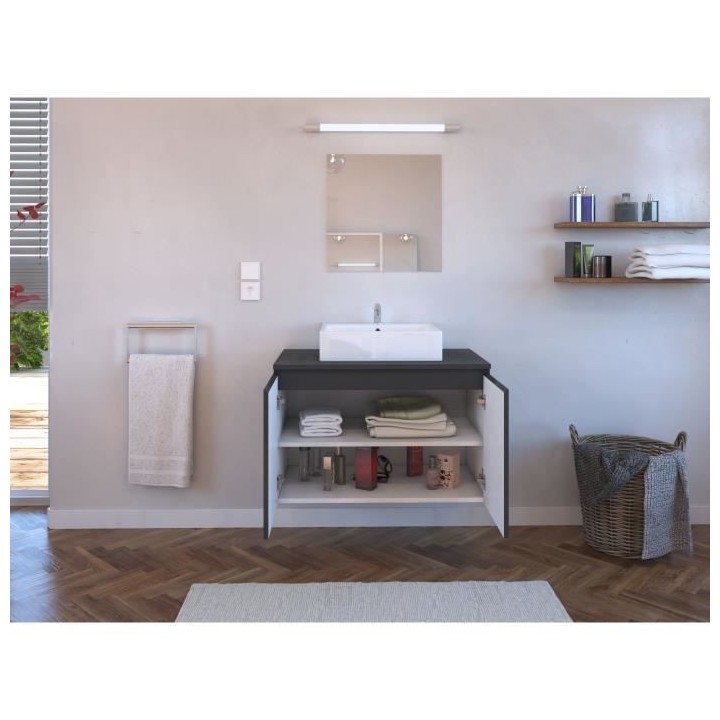 CINA - Meuble vasque Salle de bains 2 portes - Soft Close - L 80cm - G