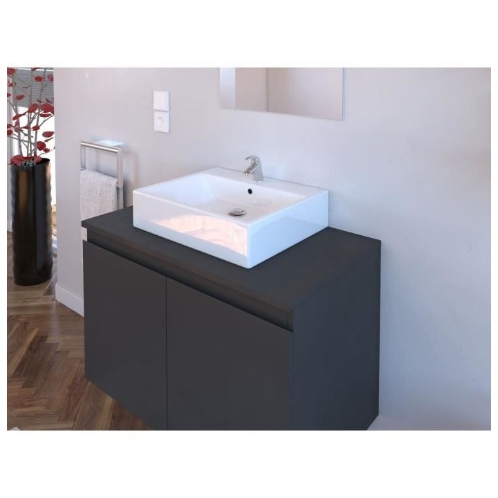 CINA - Meuble vasque Salle de bains 2 portes - Soft Close - L 80cm - G