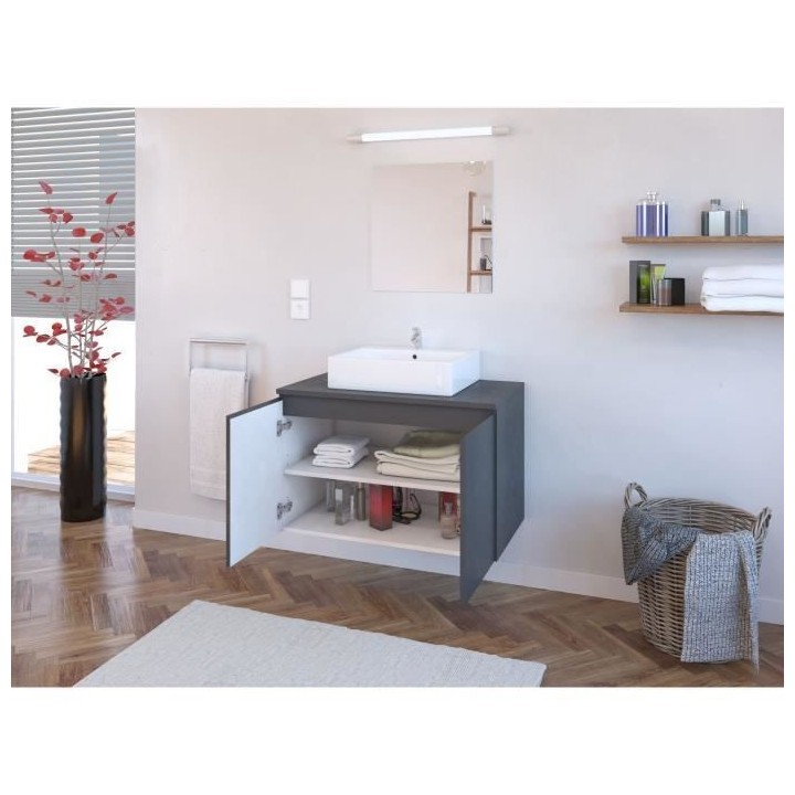 CINA - Meuble vasque Salle de bains 2 portes - Soft Close - L 80cm - G