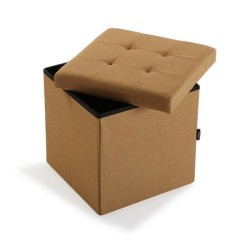 Pouf convertible lin Bois MDF (38 x 37,5 x 38 cm)