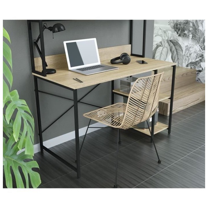 Bureau 3 niches en metal - L 120 x P 62 x H 134 cm - LEEDS